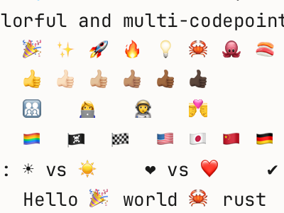 Colorful, multi-codepoint emoji