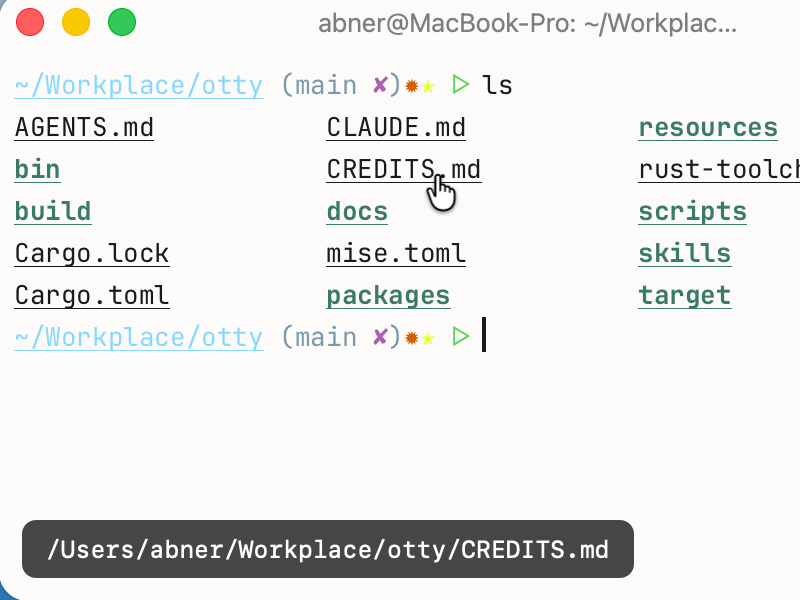 Clickable file names and paths in ls output